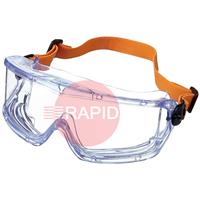 PUL1006193 Honeywell V-Maxx Safety Goggles - Clear PC Lens with FogBan Coating (Indirect Ventilation with Elastic Headband Clip) EN166