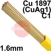 RO071650HQ SIFSILCOPPER No 7 Copper Tig Wire, 1.6mm Diameter x 1000mm Cut Length - EN 14640: Cu 1897 (CuAg1), BS: 1453: C1. 5.0kg Pack