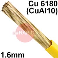 RO321650 SIFALBRONZE No 32 90/10 Aluminium Bronze Tig Wire, 1.6mm Diameter x 1000mm Cut Lengths - AWS A5.7: ERCu AL-A2. 5.0kg Pack
