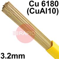 RO3232XX SIFALBRONZE No 32 90/10 Aluminium Bronze Tig Wire, 3.2mm Diameter x 1000mm Cut Lengths - AWS A5.7: ERCu AL-A2