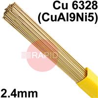 RO442401 SIFALBRONZE No 44 Aluminium Bronze Tig Wire, 2.4mm Diameter x 1000mm Cut Lengths - EN 14640 CU 6328 (CUAL9NI5). 1.0kg Pack