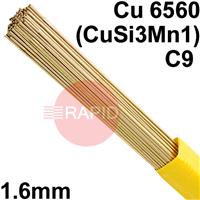 RO9616XX SIFSILCOPPER No 968 Copper Tig Wire, 1.6mm Diameter x 1000mm Cut Lengths - EN 14640: Cu 6560 (CuSi3Mn1), BS: 2901: C9