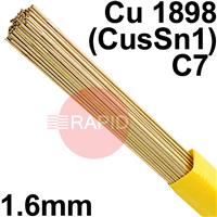 RO9816XX SIFSILCOPPER No 985 Copper Tig Wire, 1.6mm Diameter x 1000mm Cut Lengths - ISO 24373: Cu 1898 (CusSn1), BS 2901: C7