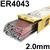 MIG-ER70S3  Esab OK Tigrod 4043 Aluminium Tig Wire, 2.0mm Diameter x 1000mm Cut Lengths - AWS A5.10 R4043. 2.5kg Pack