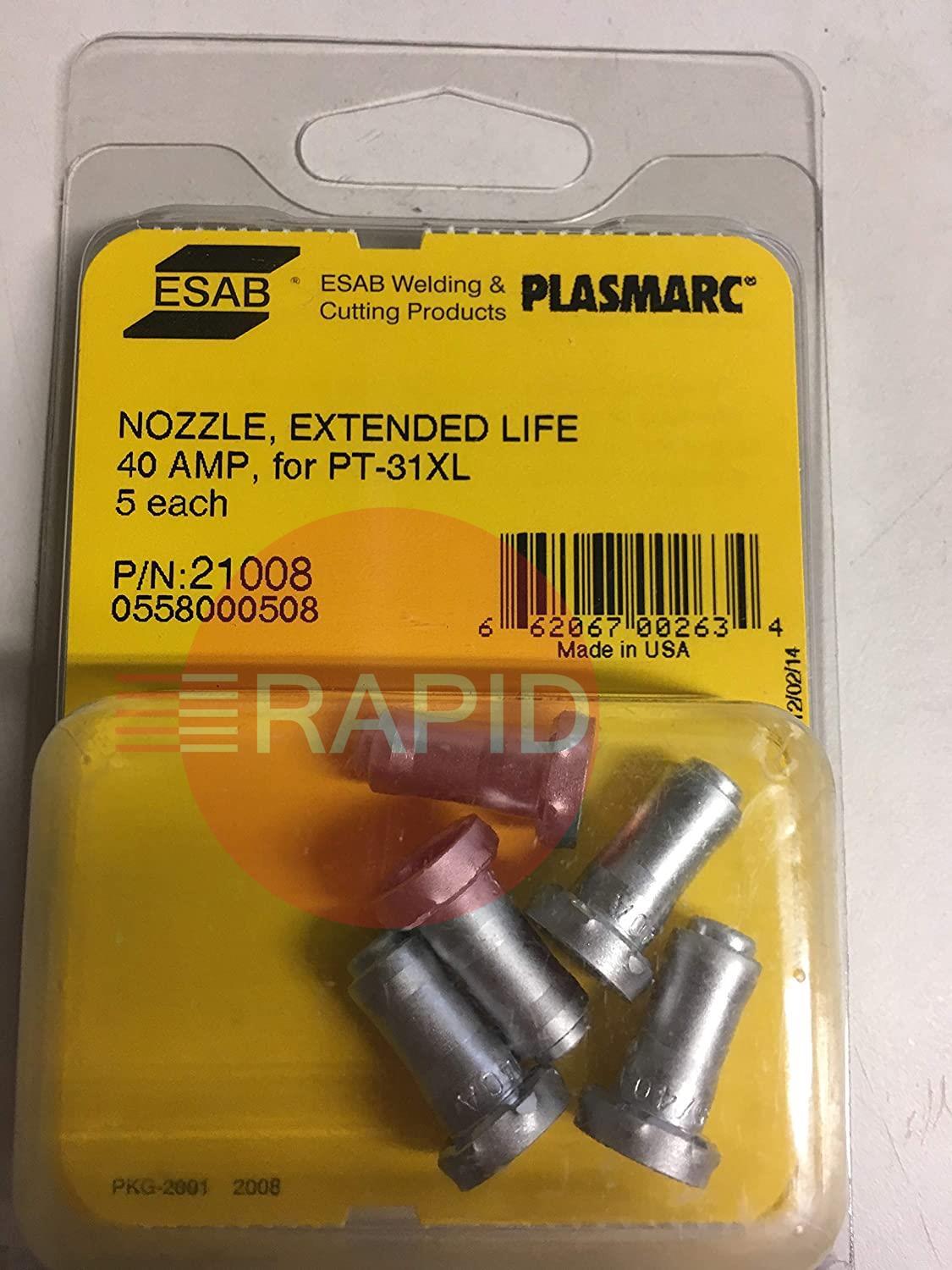 0558000508  ESAB Plasma Nozzle 35/40A (Pack of 5)