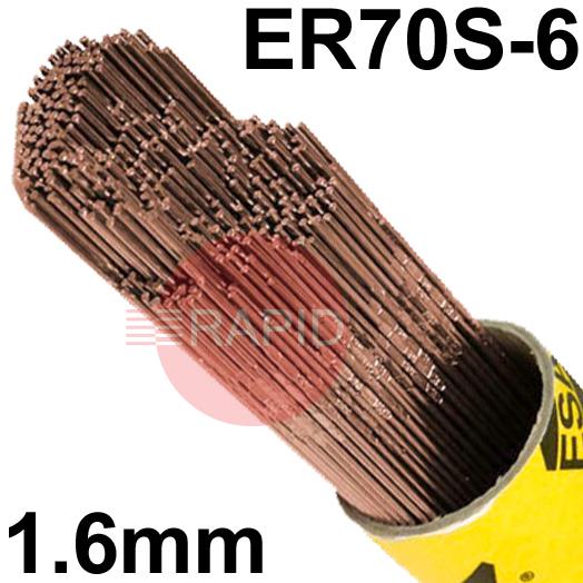 126416R150  ESAB OK Tigrod 12.64 1.6mm Steel TIG Wire, 5Kg Pack - AWS A5.18 ER70S-6