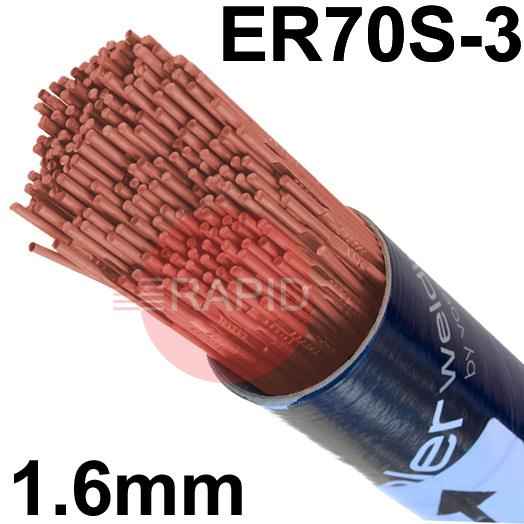 151650B  Bohler EML 5 Steel Tig Wire, 1.6mm Diameter x 1000mm Cut Lengths - AWS A5.18 ER70S-3. 5.0kg Pack