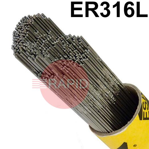 1630XXR150  ESAB OK Tigrod 316L Stainless Steel TIG Wire, 1000mm Cut Lengths - AWS A5.9 ER316L, 5Kg Pack