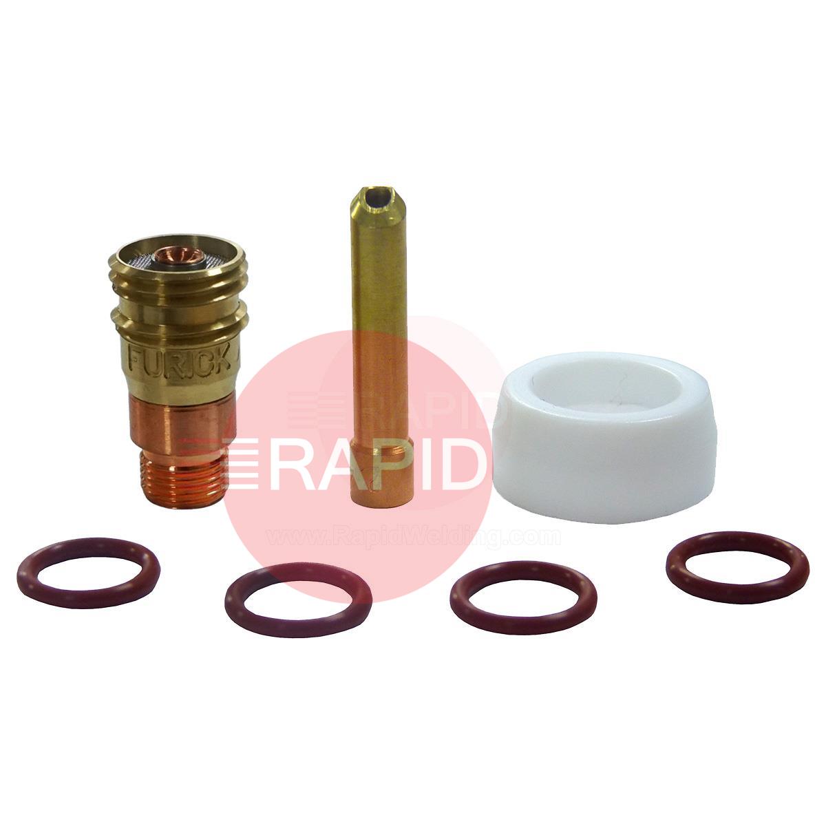 17KIT  Furick No.17 TIG Torch Adaptor Kit for 2.4mm (1x collet body, 1x wedge collet, 1x heatshield & 4 O-rings)