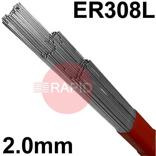 308205  Lincoln LNT 304L Stainless TIG Wire, 2mm Diameter x 1000mm Cut Lengths - AWS A5.9 ER308L. 5Kg Pack