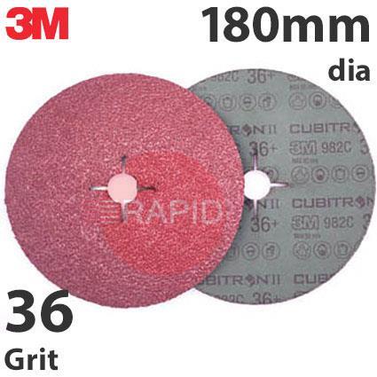 3M-27698  3M Cubitron II 982C Fibre Disc, 180mm (7) Diameter, 36 Grit (Pack of 25)