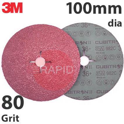 3M-27771  3M Cubitron II 982C Fibre Disc, 100mm Diameter, 80+ Grit (Pack of 25)
