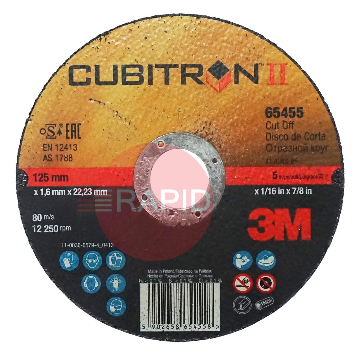 3M-65455  3M Cubitron II 125mm (5) x 1.6mm Cut Off Wheel