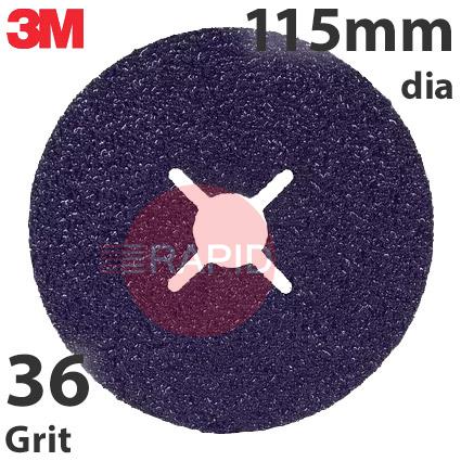 3M-7100308530  3M Cubitron 3 1182C Fibre Disc, 115mm Diameter, +36 Grit (Box of 25)