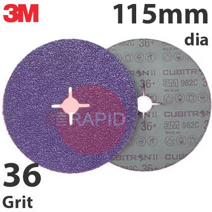 3M-83323  3M Cubitron II 982CX Fibre Disc, 115mm (4.5) Diameter, 36 Grit (Pack of 25)