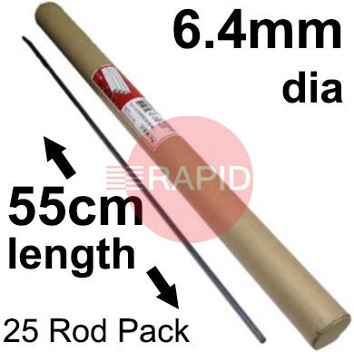 43-049-002  Arcair SLICE 6.4mm Diameter x 55cm Long, Uncoated Electrodes (1/4 x 22) Box of 25