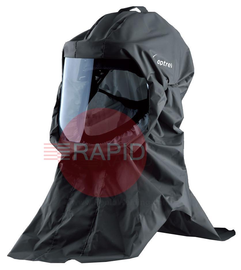 4900.050  Optrel Softhood Long Protective Hood With Fresh Air Connection & Chest/Shoulder Protection - Black