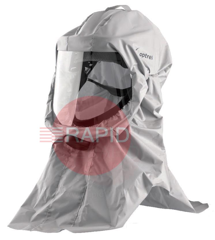 4900.051  Optrel Softhood Long Protective Hood With Fresh Air Connection & Chest/Shoulder Protection - Grey