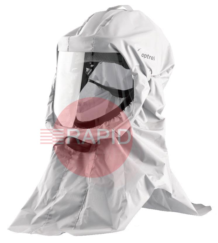 4900.052  Optrel Softhood Long Protective Hood With Fresh Air Connection & Chest/Shoulder Protection - White