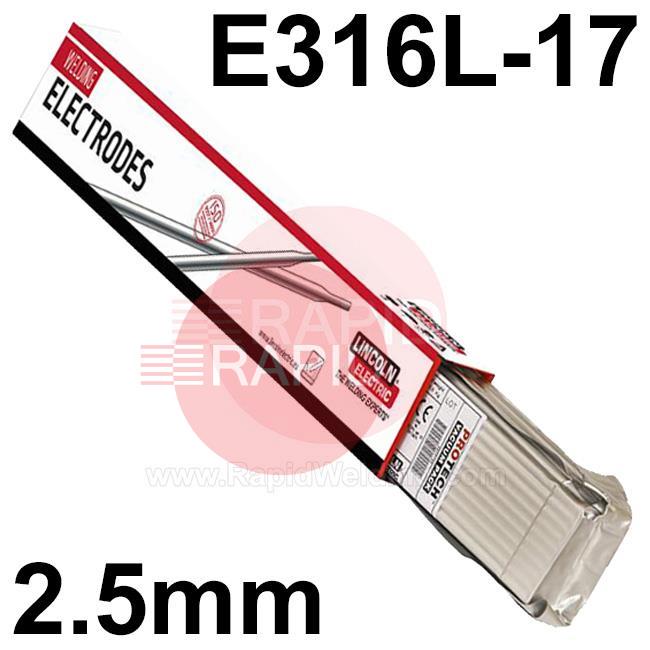 620159  Lincoln Linox 316L, 2.5mm Stainless Electrodes, 350mm Long, 2Kg Pack, E316L-17