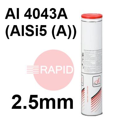 800593  Lincoln AlSi5 Aluminium Electrodes 2.5mm Diameter x 350mm Long. 2.0kg 152 Rod Tin. Al 4043A (AlSi5(A))