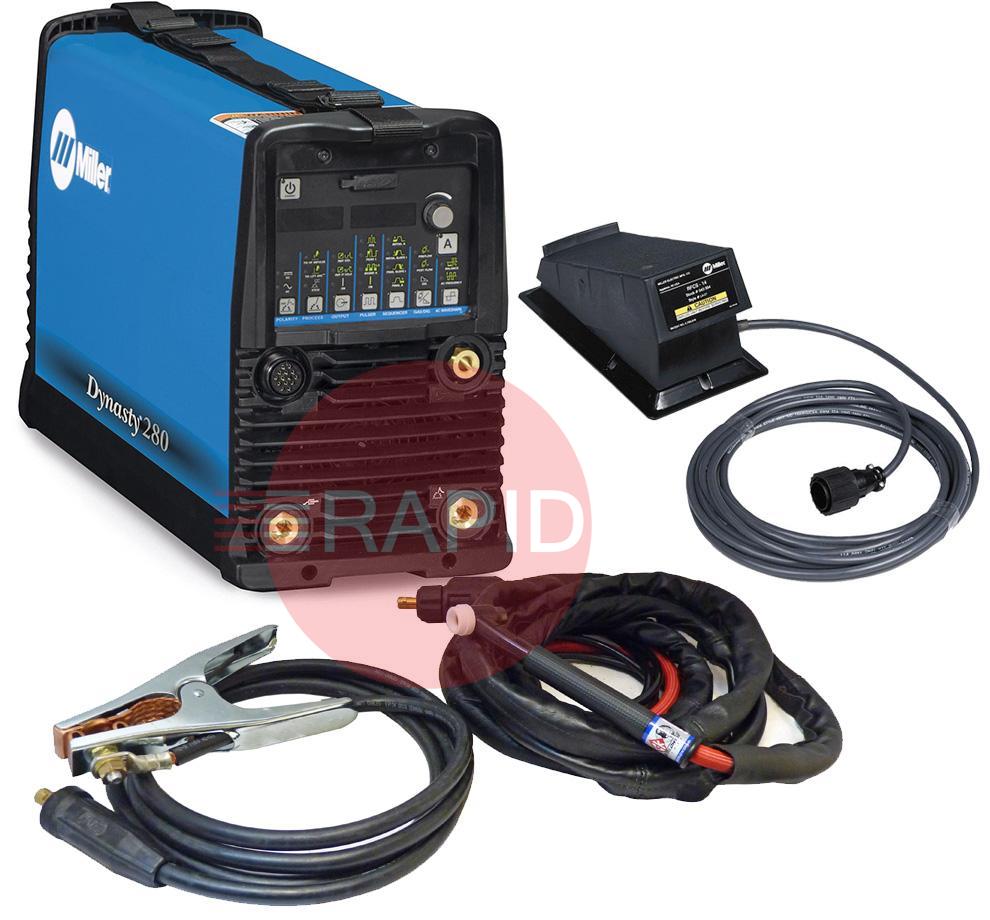 907514002APFD  Miller Dynasty 280 DX AC/DC Tig Welder Package with CK TL 26 4m Torch & Foot Pedal, 208 - 480 VAC