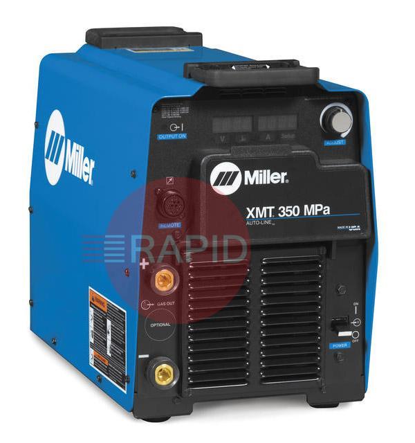 907366002WP  Miller XMT 350 MPa Water Cooled Mig Welder Package with S-74 MPa Wire Feeder and 10m Interconnection Cable - 400V, 3ph
