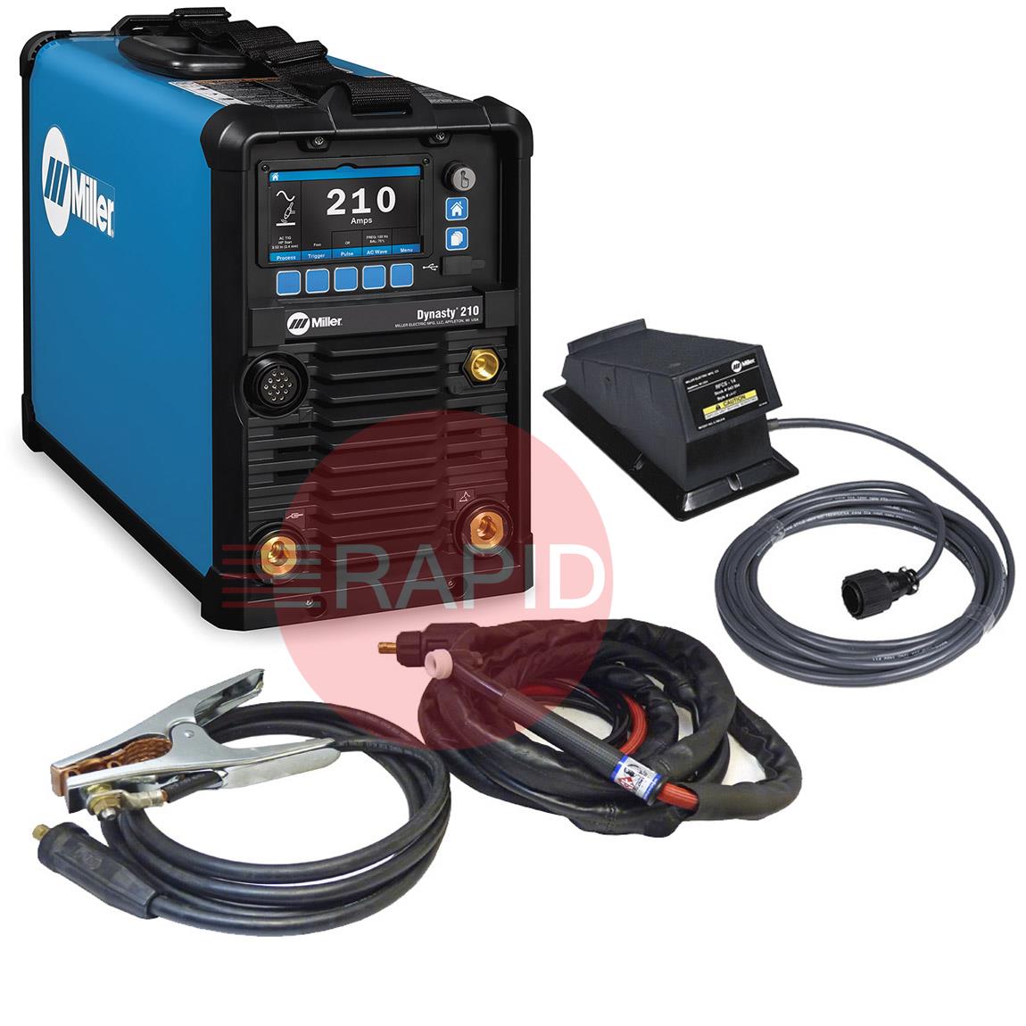 907816003APFP  Miller Dynasty 210 AC/DC Tig Welder Package with TL 210 and Foot Pedal, 120 - 480v 3ph