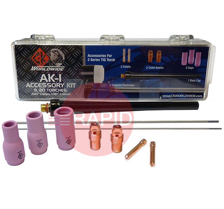 CK-AK1  CK TIG Torch Accessory Kit  For CK9, CK130 & Kemppi 130. (See Chart For Contents)