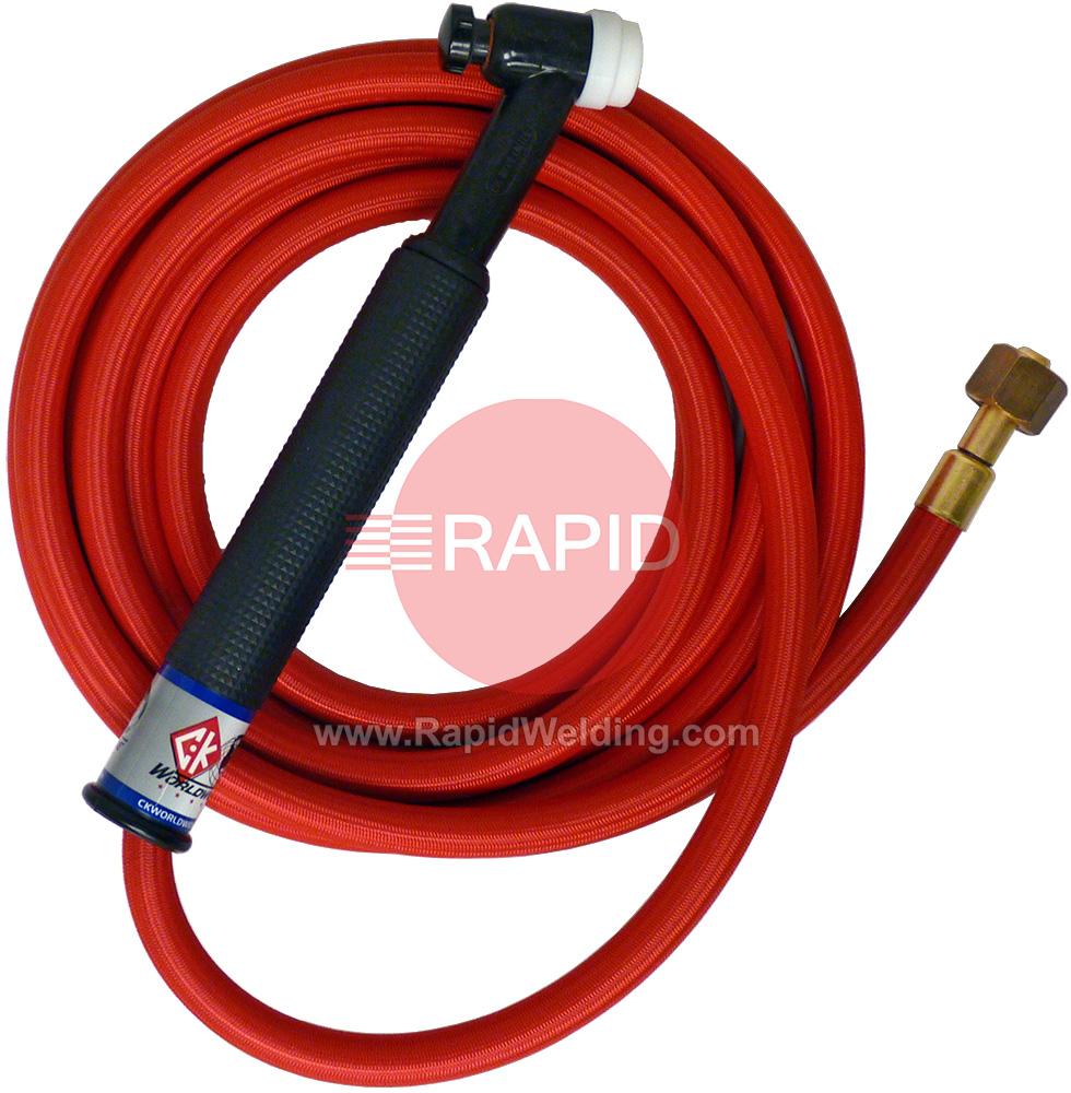 CK-CK2625RSFRG  CK26 Gas Cooled 200 Amp TIG Torch with 1pc 8m Superflex Cable. 3/8 BSP