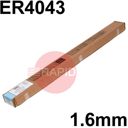 ED701957  Lincoln Superglaze 4043 Aluminium Tig Wire, 1.6mm Diameter x 1000mm Cut Lengths - AWS 5.10 ER4043. 5.0kg Pack