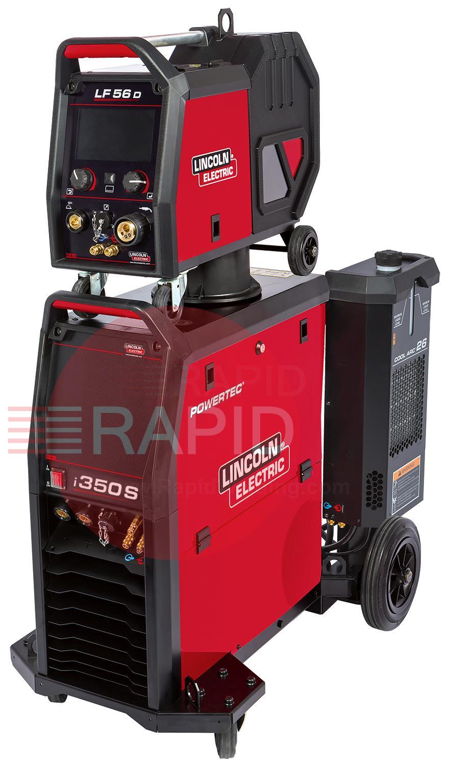 K14183-56-1WP  Lincoln Powertec i350S MIG Welder & LF-56D Wire Feeder Water Cooled Ready To Weld Package - 400v, 3ph