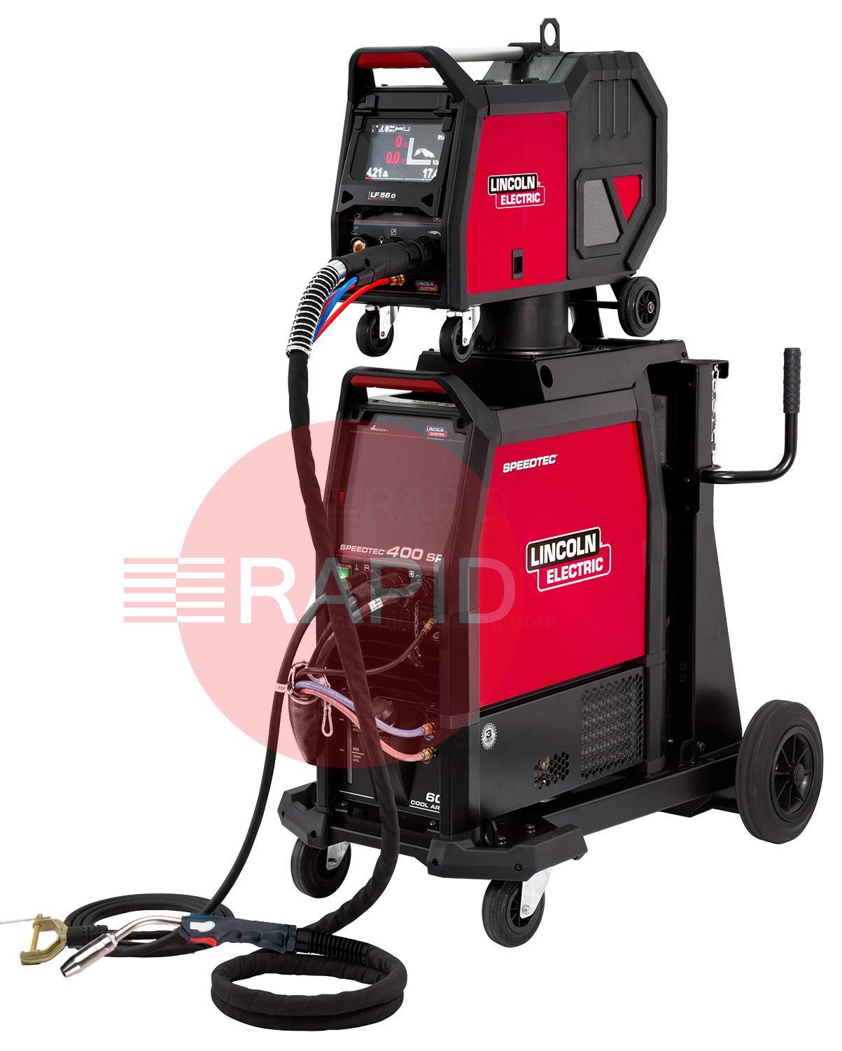 K14258-56-1WP  Lincoln Speedtec 400SP Water Cooled Mig Welder Package, with LF-56D Wire Feeder, Ready to Weld, 400v