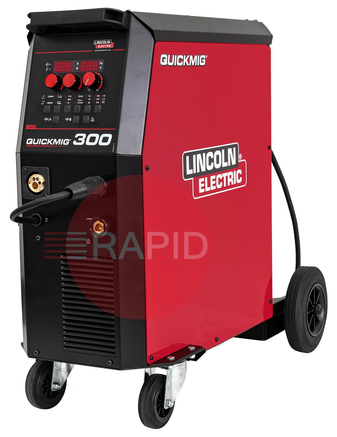 K14380-1  Lincoln QuickMig 300 Compact Power Source with Ground Lead, Gas Hose & 0.8-1.0mm Drive Roll 400v, 3ph