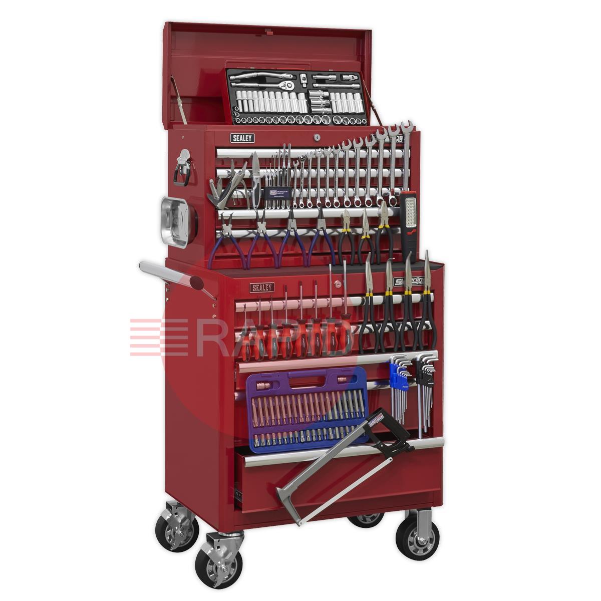 PAPCOMBOBBTK55  Topchest & Rollcab Combination 10 Drawer with Ball Bearing Runners -146pc Tool Kit