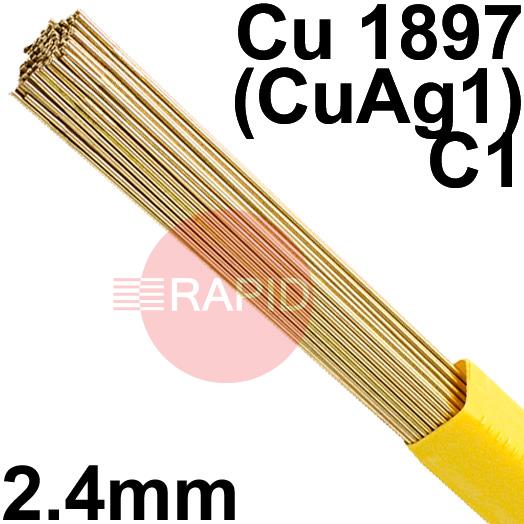 RO072450HQ  SIFSILCOPPER No 7 Copper Tig Wire, 2.4mm Diameter x 1000mm Cut Length - EN 14640: Cu 1897 (CuAg1), BS: 1453: C1. 5.0kg Pack