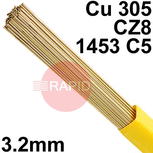 RR023225  SIF SIFREDICOTE No 2 3.2mm Tig Wire, 2.5kg Pack - EN 1044: CU 305, BS: 1845: CZ8 1453 C5