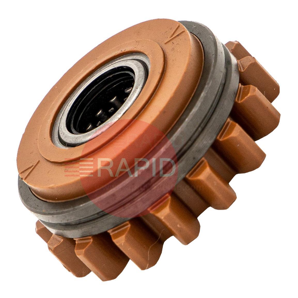 W001050  Kemppi Compressing Feed Roll. 1.4mm V Groove. Brown