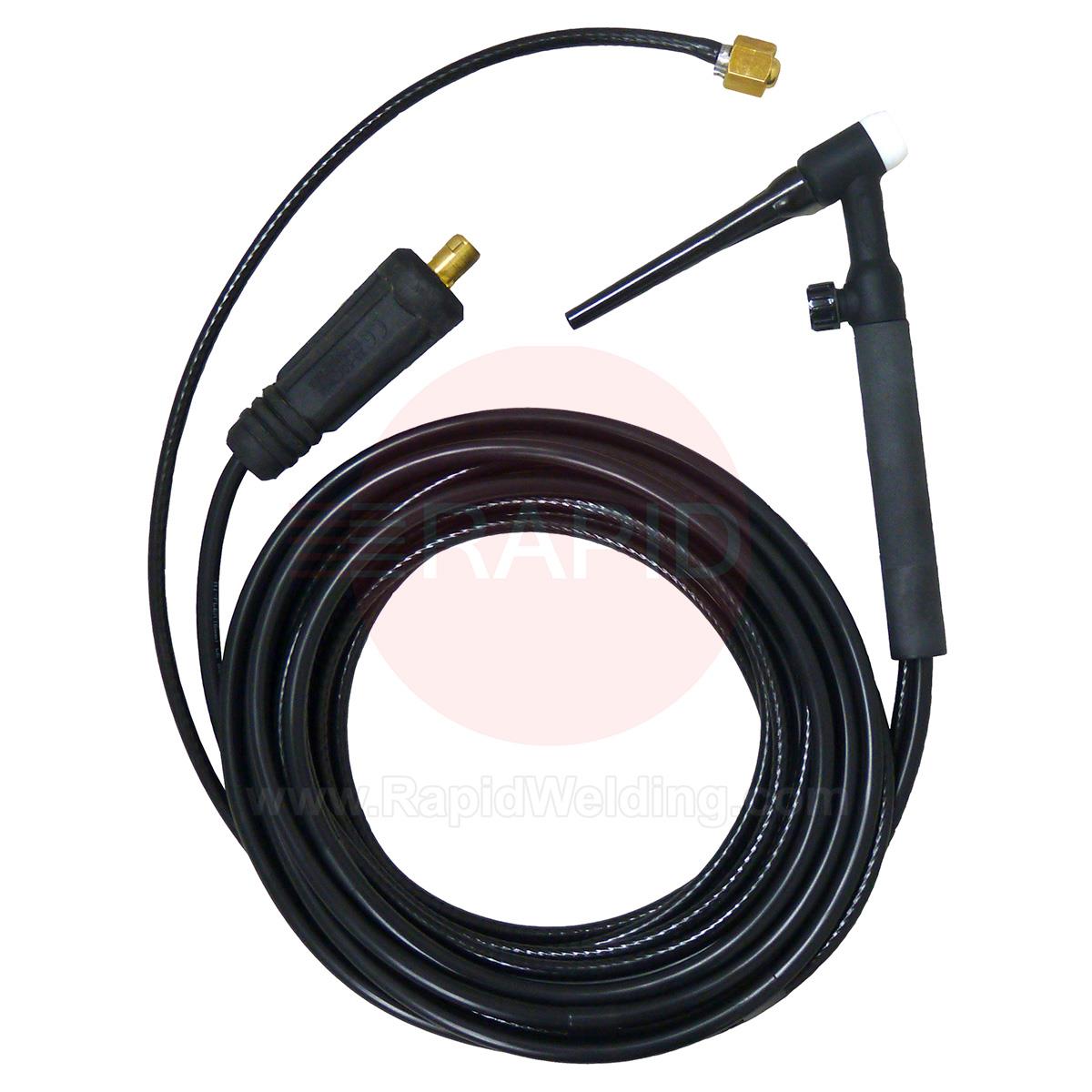 WP17V-12-2DL  WP17 Tig Torch with Gas Valve - Gas Hose 3/8 BSP, 4M Power Cable, 35mm Dinse Plug